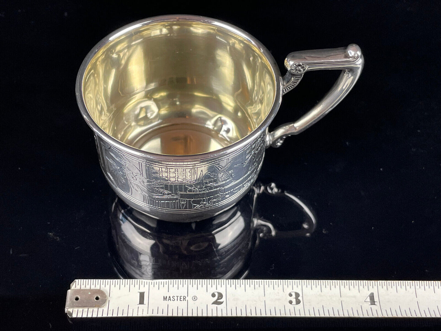 Antique Webster Sterling Silver Baby Cup with Peter Rabbit Story Panels