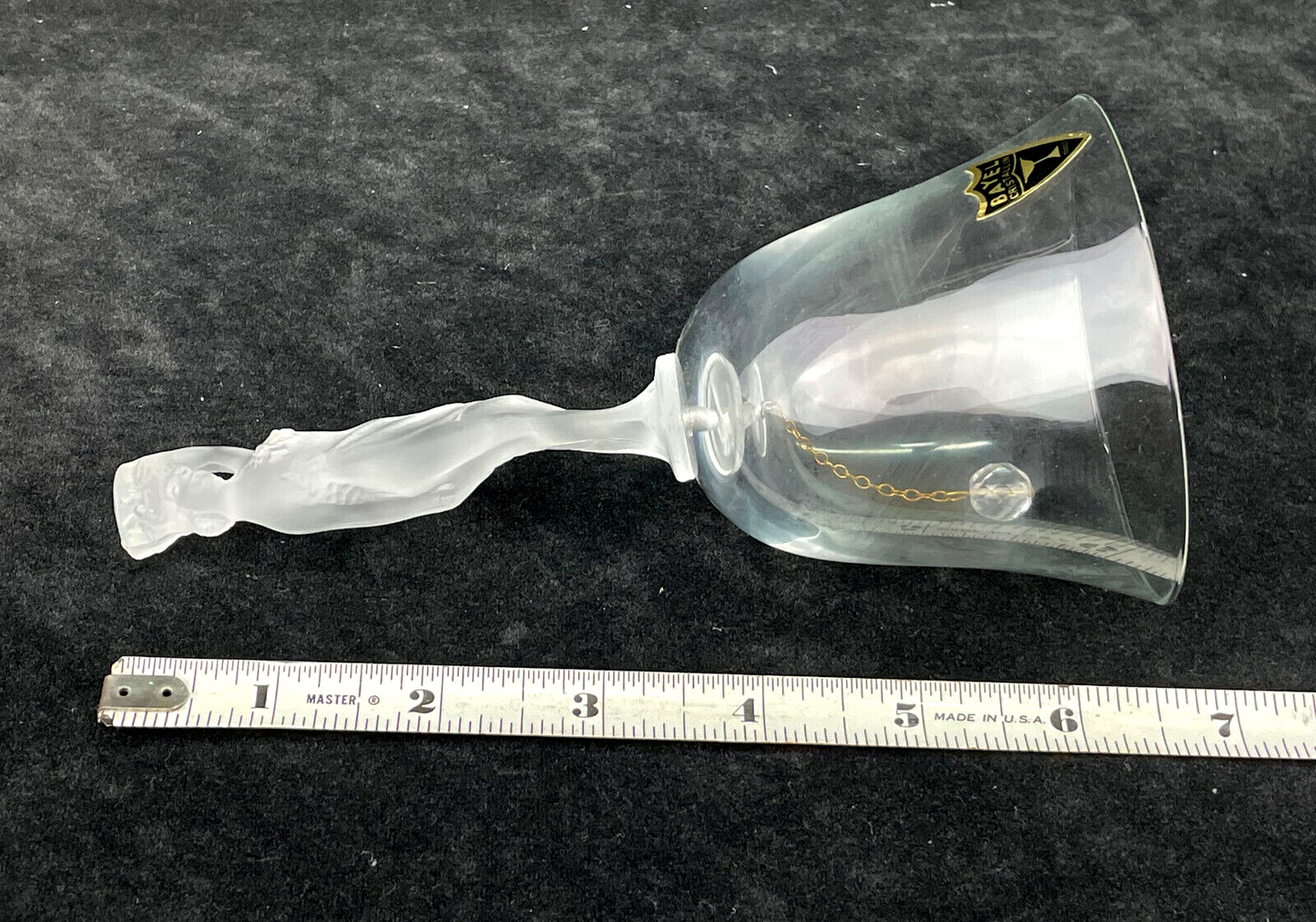 Vintage French Bayel Cristallin Frosted Lead Crystal Bell with a Grecian Female Figure