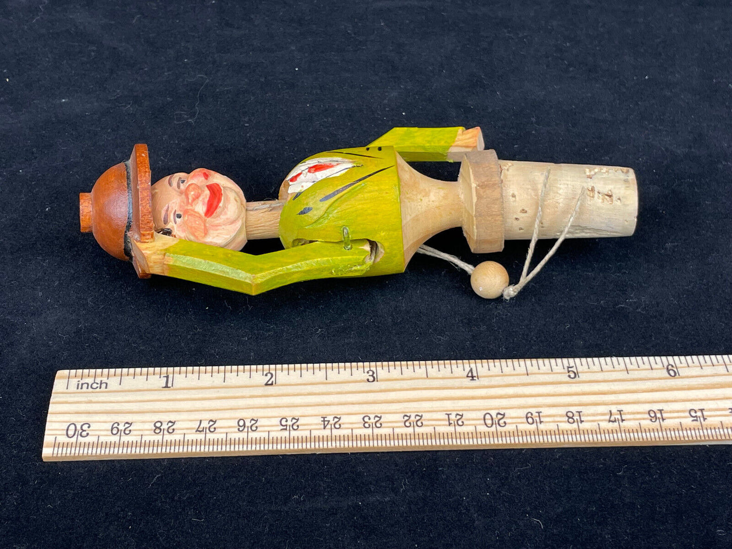 Vintage Italian Anri Wine Stopper Happy Cork Man Tipping Hat