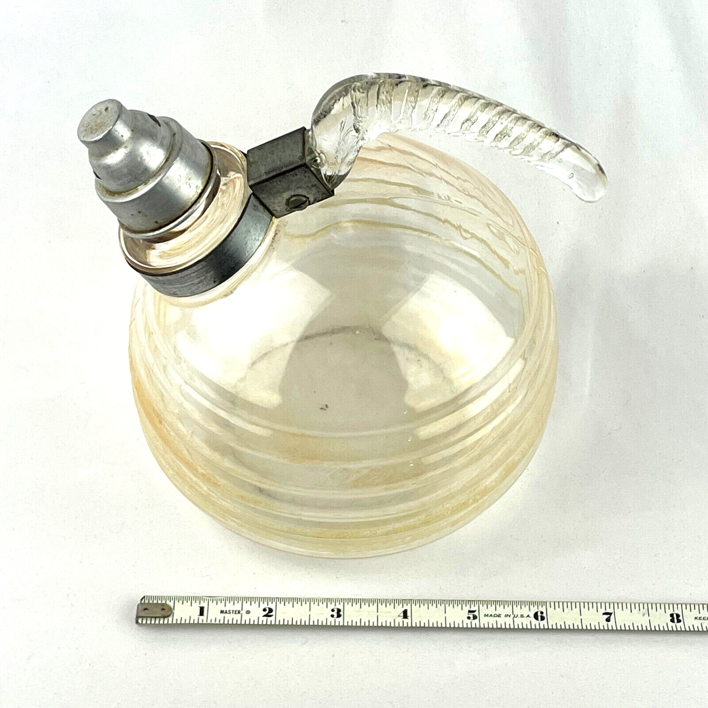 McKee Glasbake Vintage Art Deco Glass Handled Beehive Whistling Tea Kettle