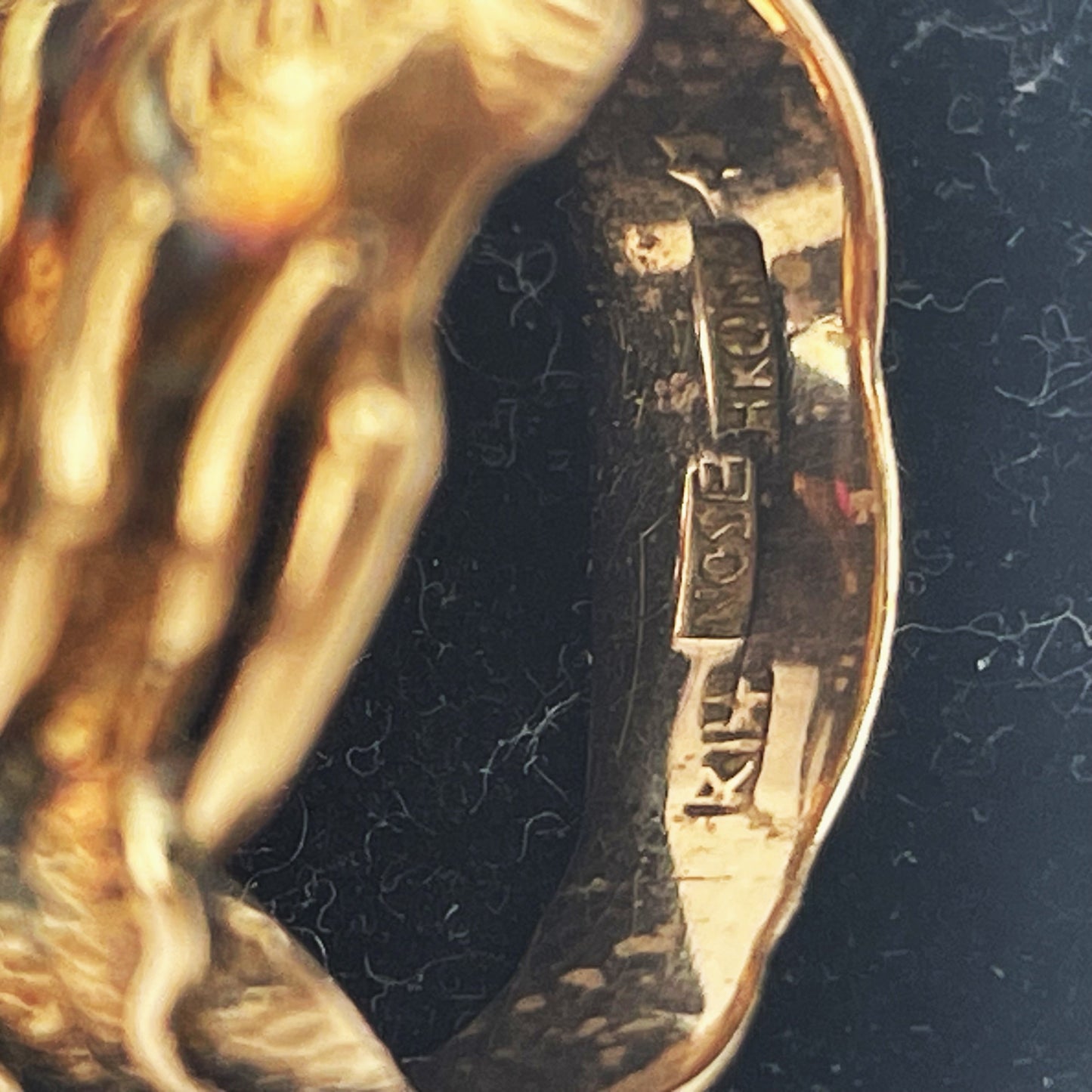 14K Gold Ruby & Sapphire Modernist Brutalist Scandinavian Ring