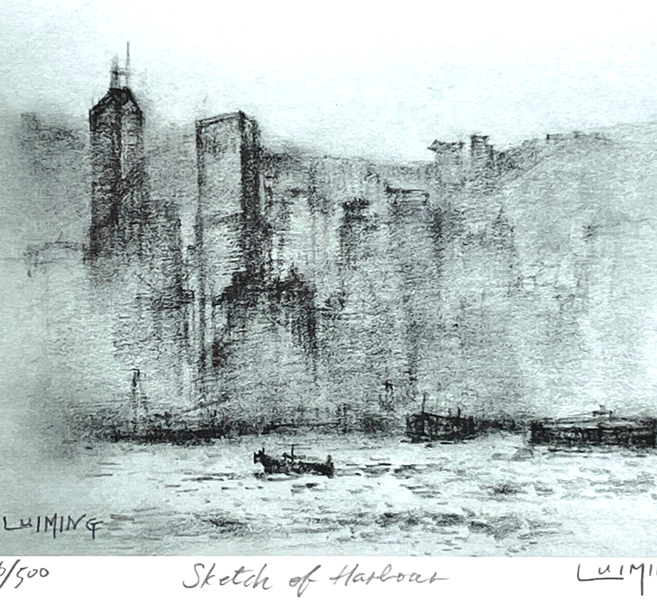 Lui Ming Chinese Hong Kong Signed L/E 36/500 Art Print "Sketch of Harbors"