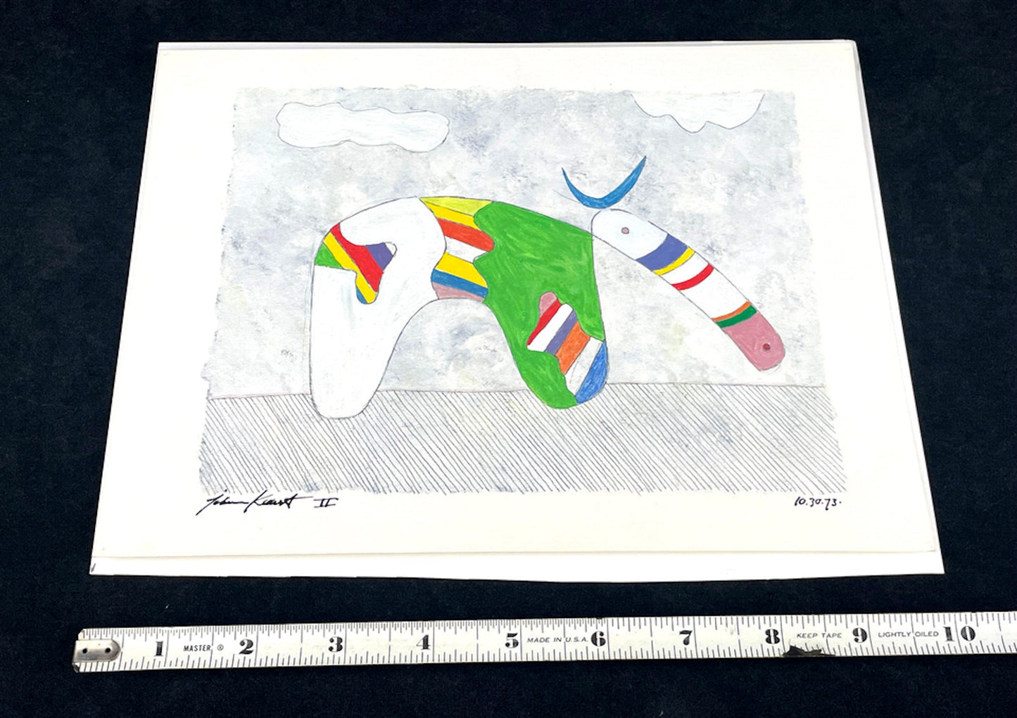 Original Surreal Mixed Media Art Painting by Johannes Kunst of an Anteater