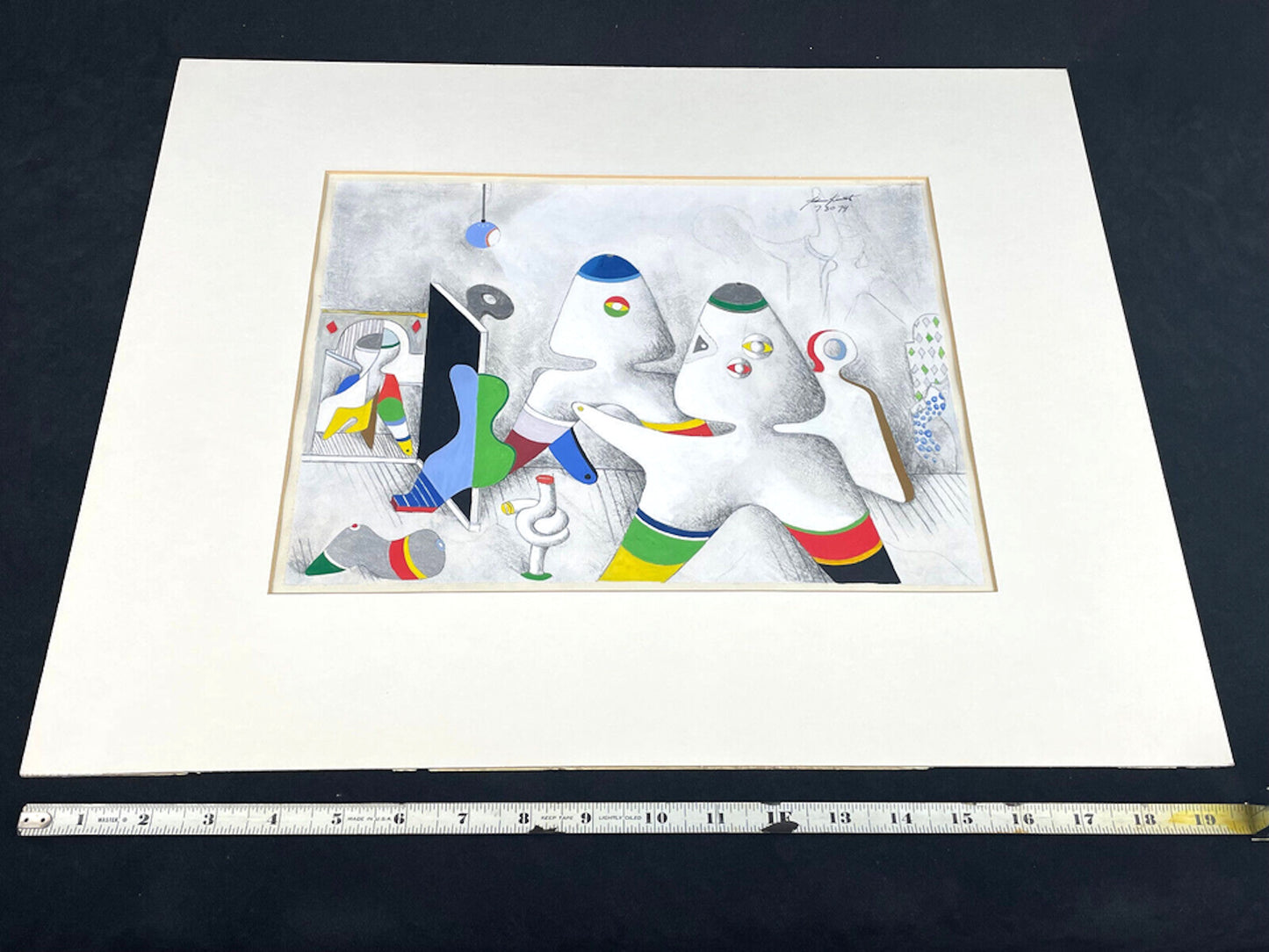 Original Surreal Mixed Media Art Painting by Johannes Kunst WWII Attic Series