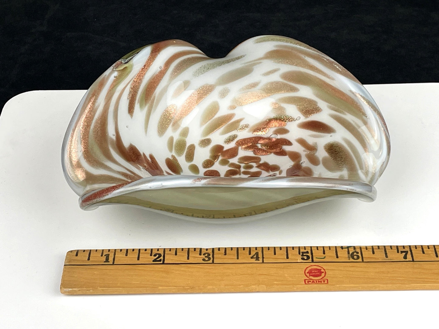 Shimmery Copper Spot Studio Art Glass Dish Ashtray