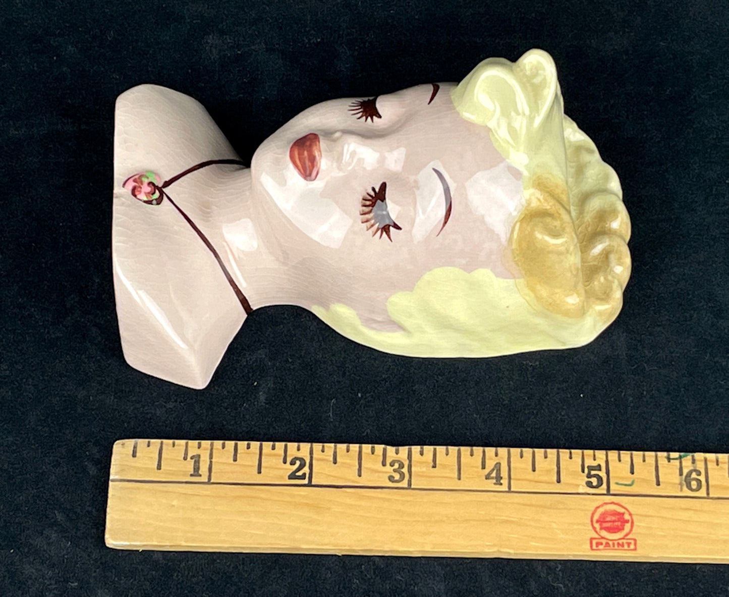 Delee Art Vintage Mid-Century Blond Lady Head Ceramic Wall Pocket