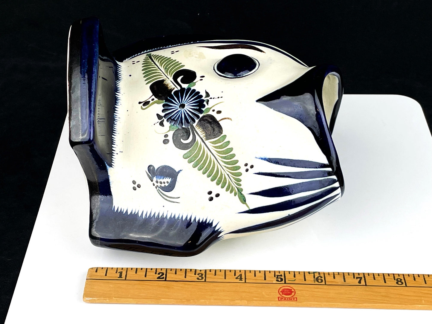 Tonala Mexico Gaping Mouth Fish Vase Signed Folk Art Pottery