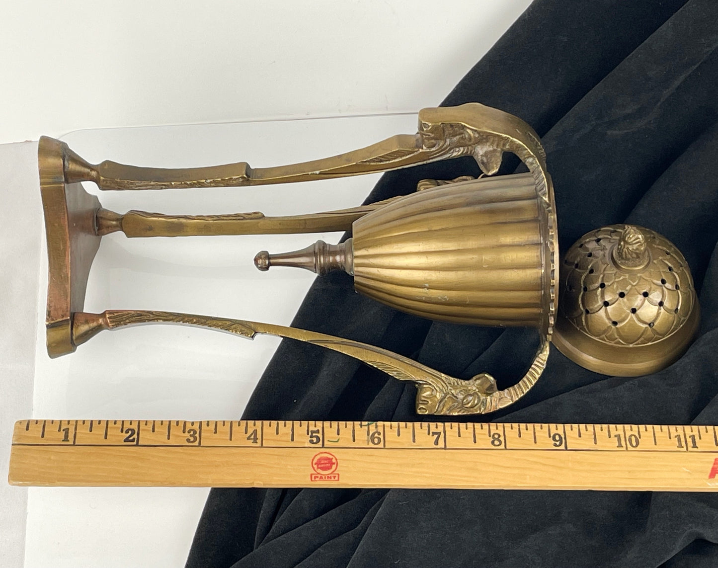 Large Vintage Brass Empire Style Ritual Censor Incense Burner Rams Heads