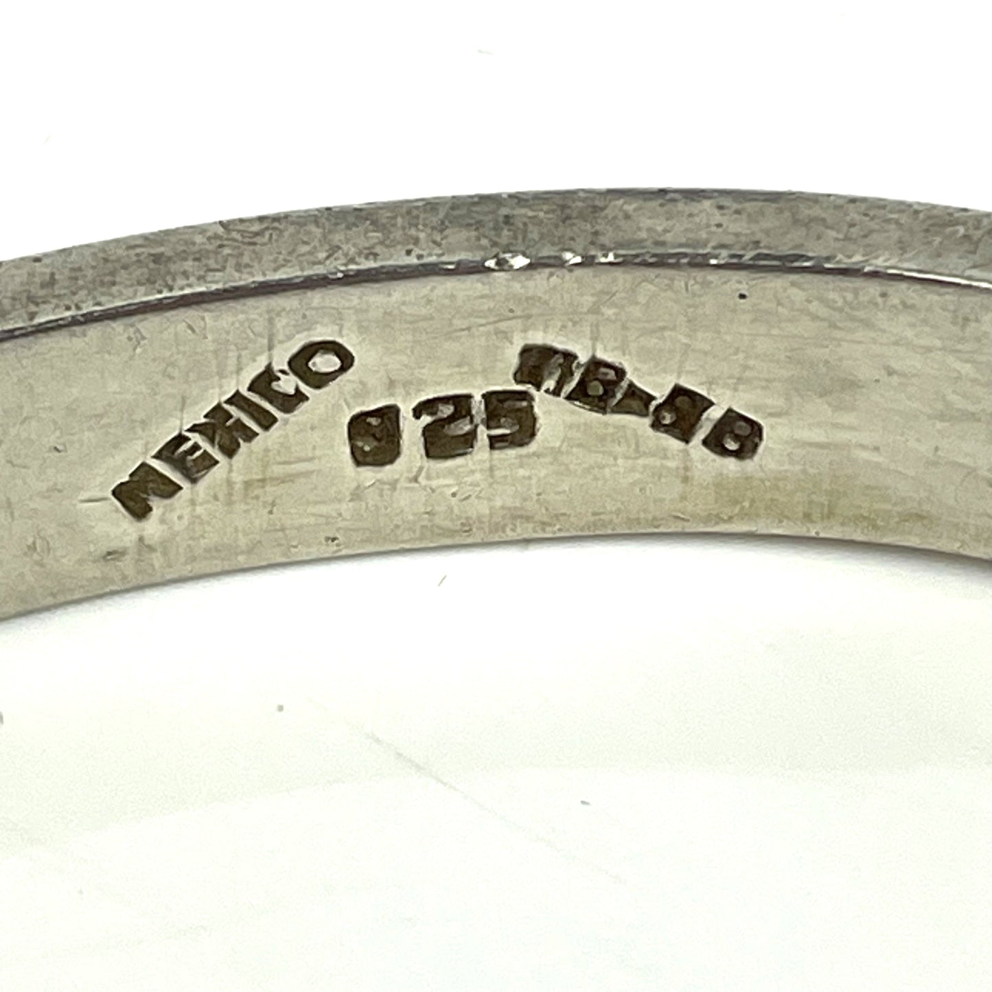 Vintage Mexican Sterling Silver & Semi Precious Stone Cut-Out Cuff Bracelet