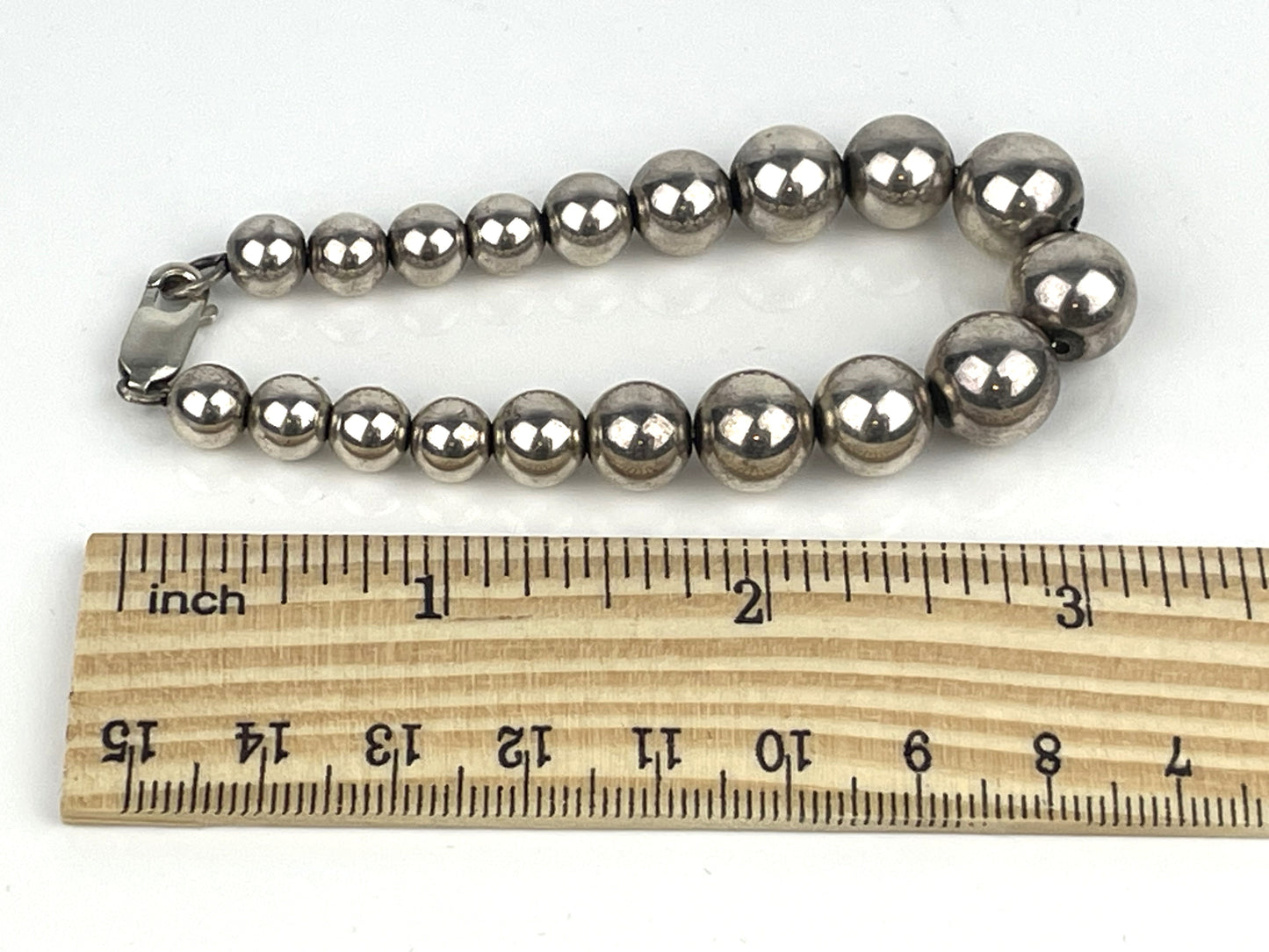 Vintage Dobbs Boston Sterling Silver Graduated Ball Bead Bracelet