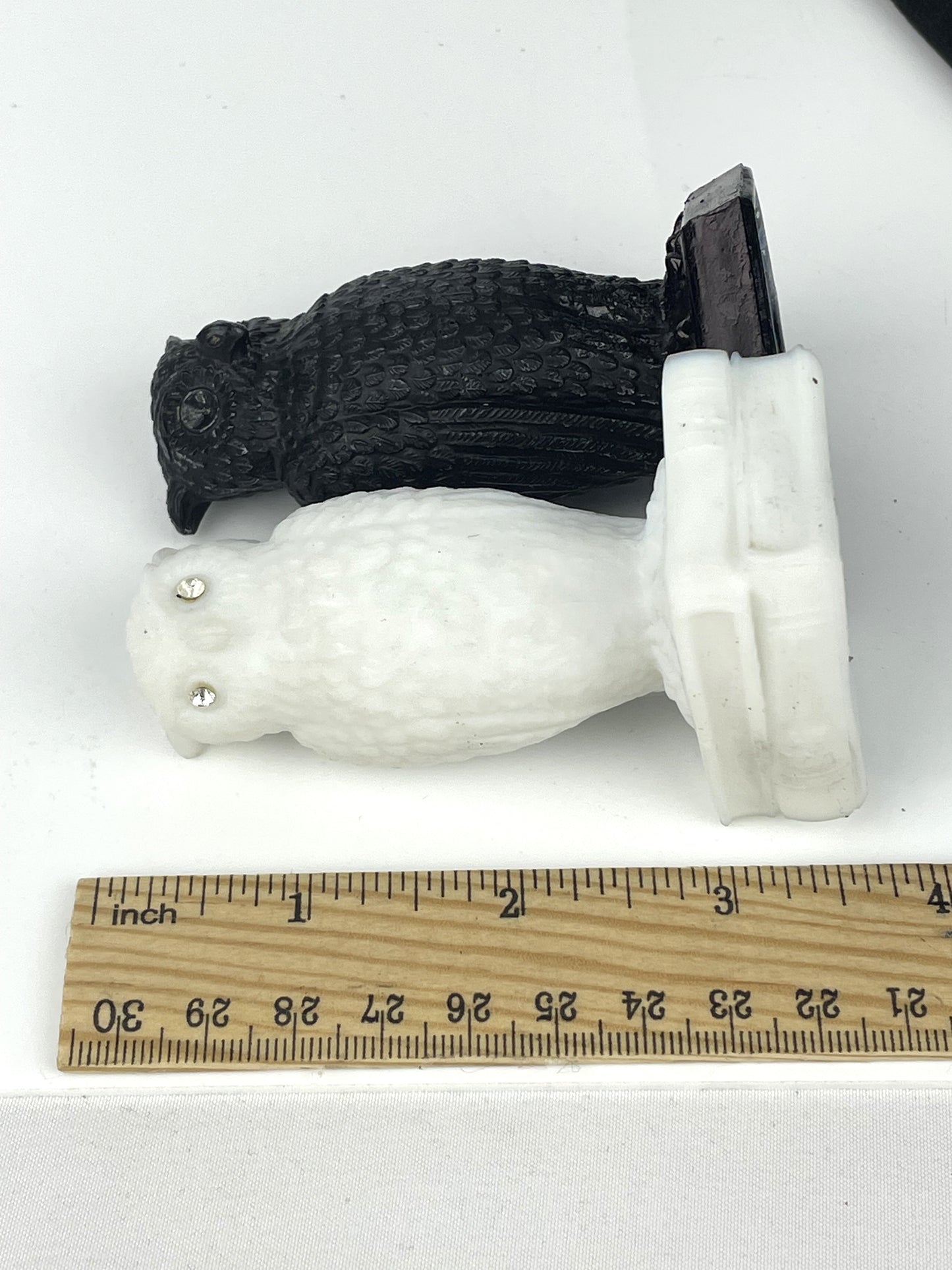 Vintage Black & White Glass Owl Figurines