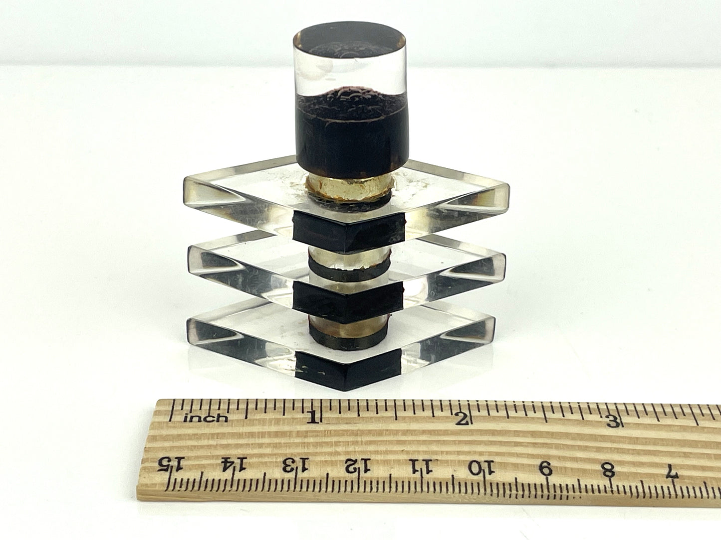 Art Deco Lucite Stacked Geometric Perfume Bottle