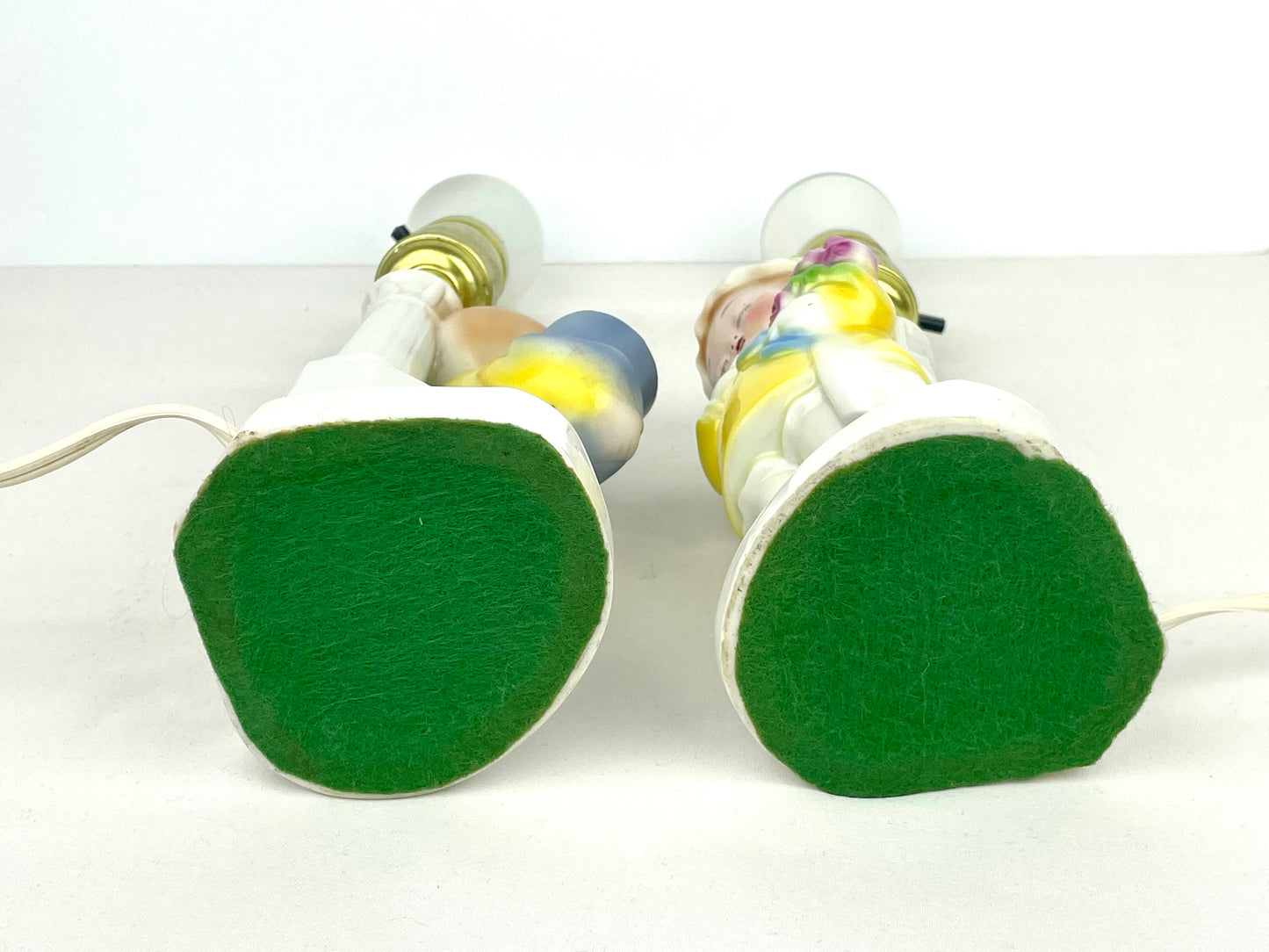 Pair of Vintage 1920's Art Deco Ceramic Children's Table Lamps