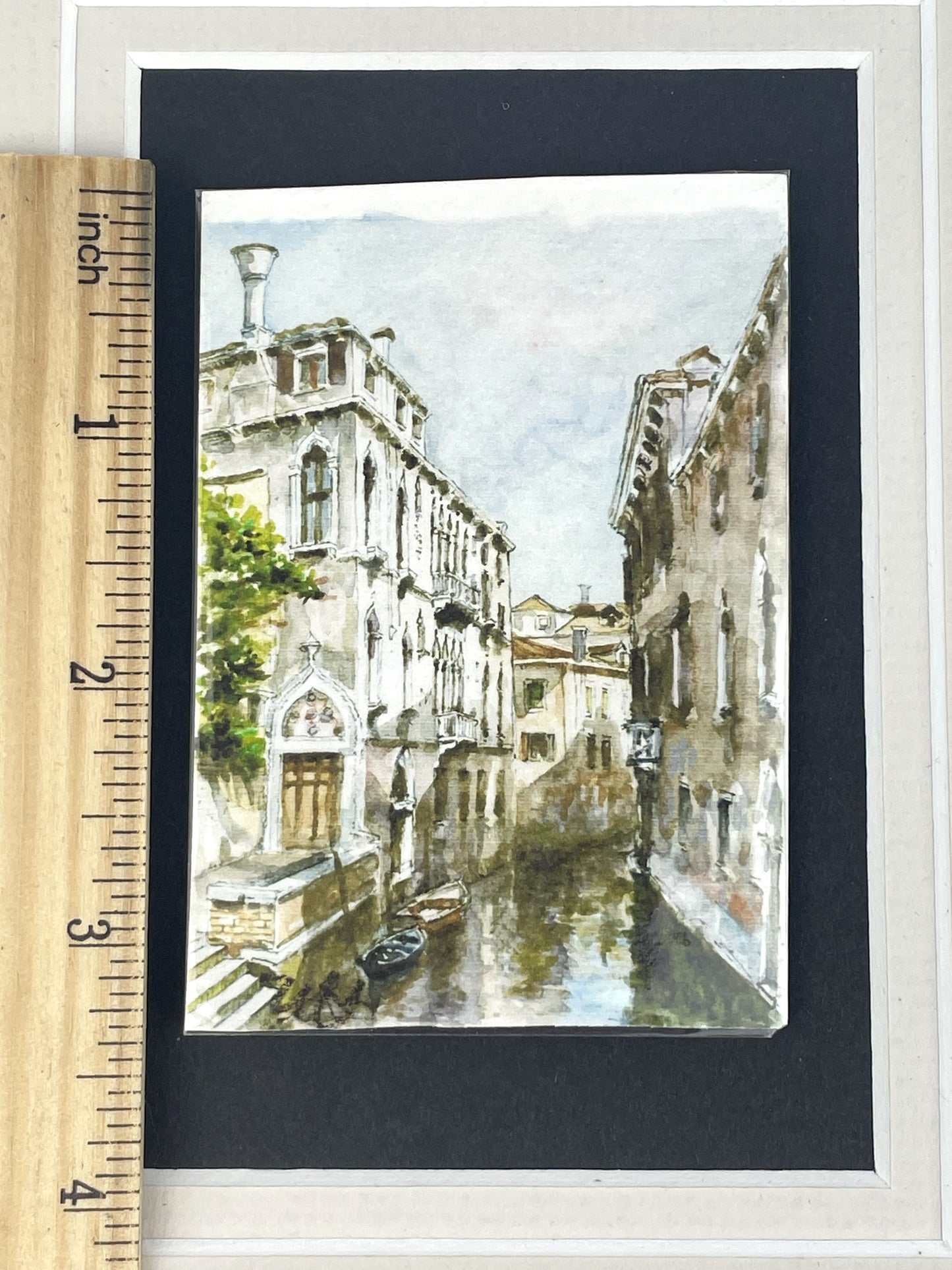 Fine Italian Miniature Watercolor Painting of Venice Signed Totti