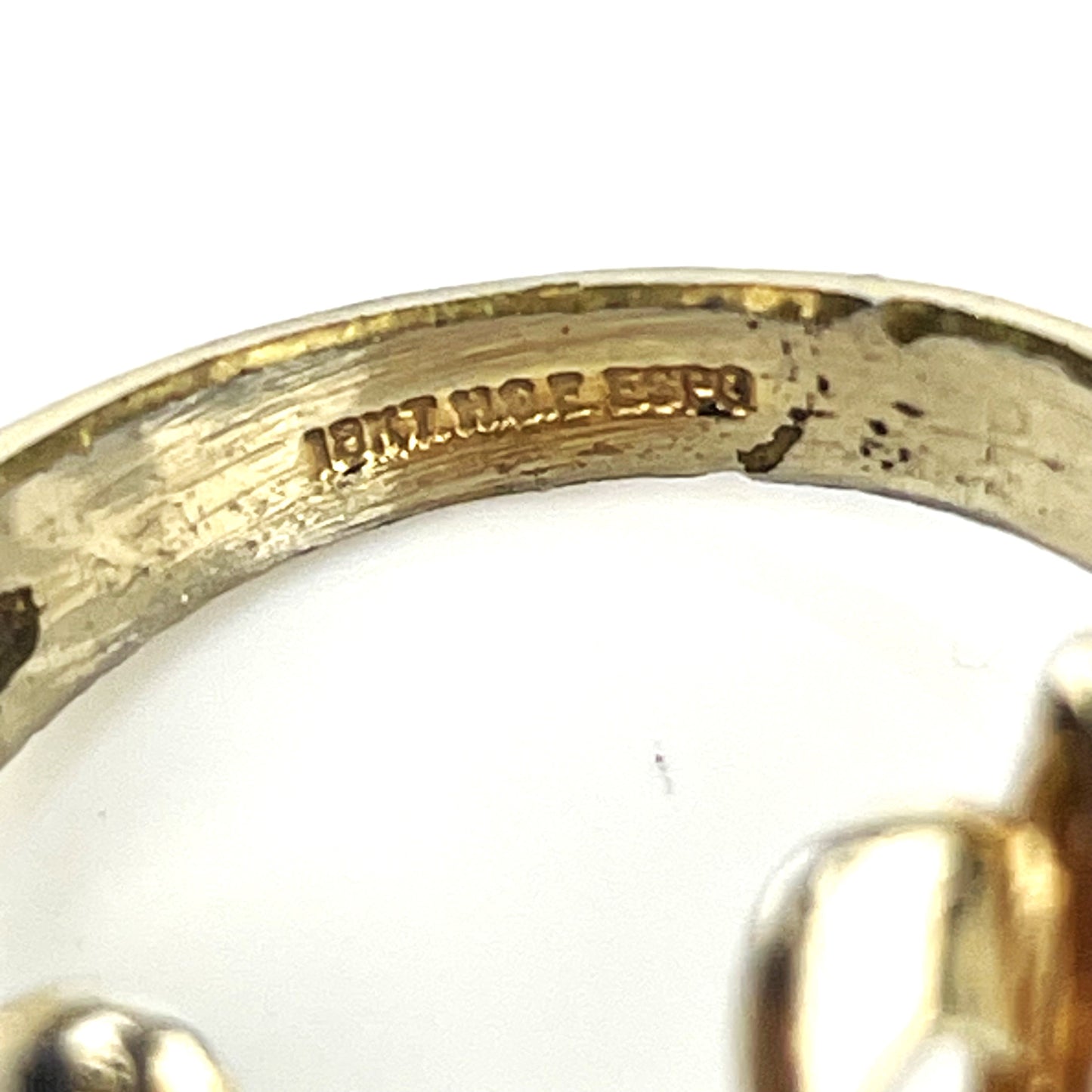 18kt Gold-Filled Vintage Modernist Joseph Esposito Jade Squiggle Ring