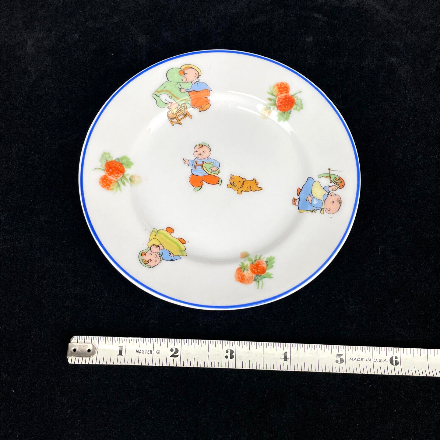 5pc Set Antique German Rudolstad Porcelain Baby Plates by Kate Jordan "Happifats"