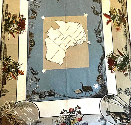 Mid-Century Australia Map Tablecloth / Wall Hanging