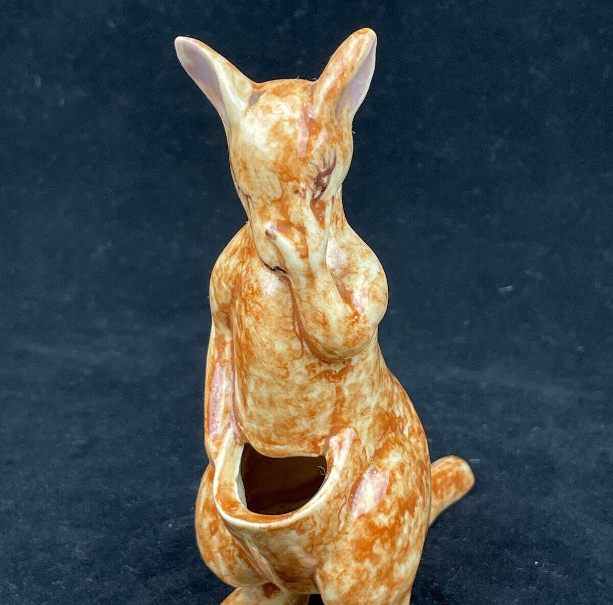 Mid-Century Bashful Blushing Kangaroo Figurine Pottery Pocket Planter