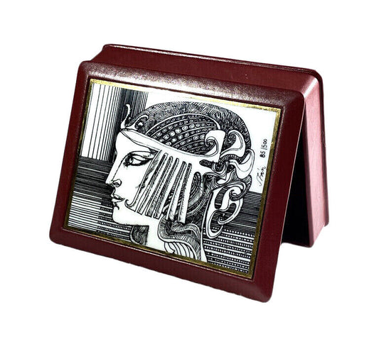 Limited Edition Leather Jewelry Box with Art Deco Women's Portrait