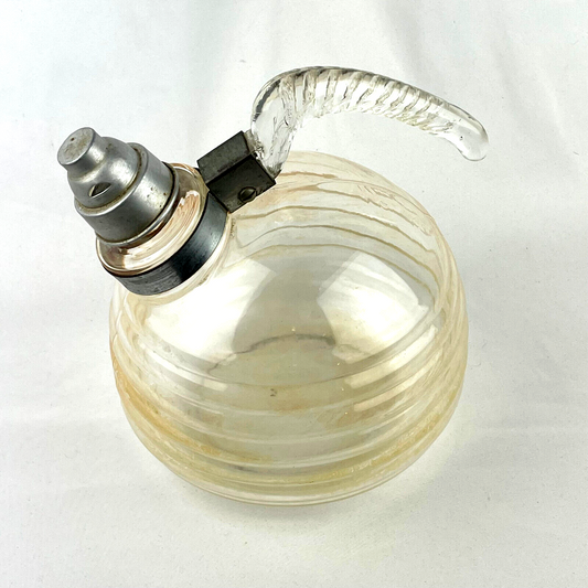 McKee Glasbake Vintage Art Deco Glass Handled Beehive Whistling Tea Kettle