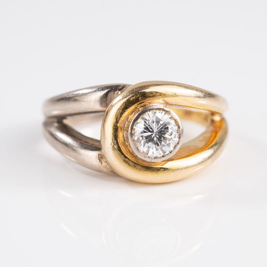 14K X Two-Tone White & Yellow Gold Diamond Ring (Appraisal Included)