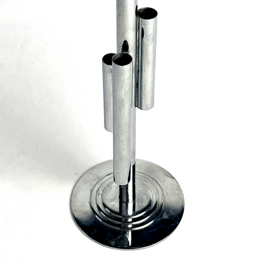 Art Deco Era Chase Chrome Skyscraper 4-Stem Bud Vase