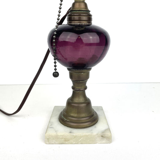 Vintage Amethyst Purple Glass Small Boudoir Lamp