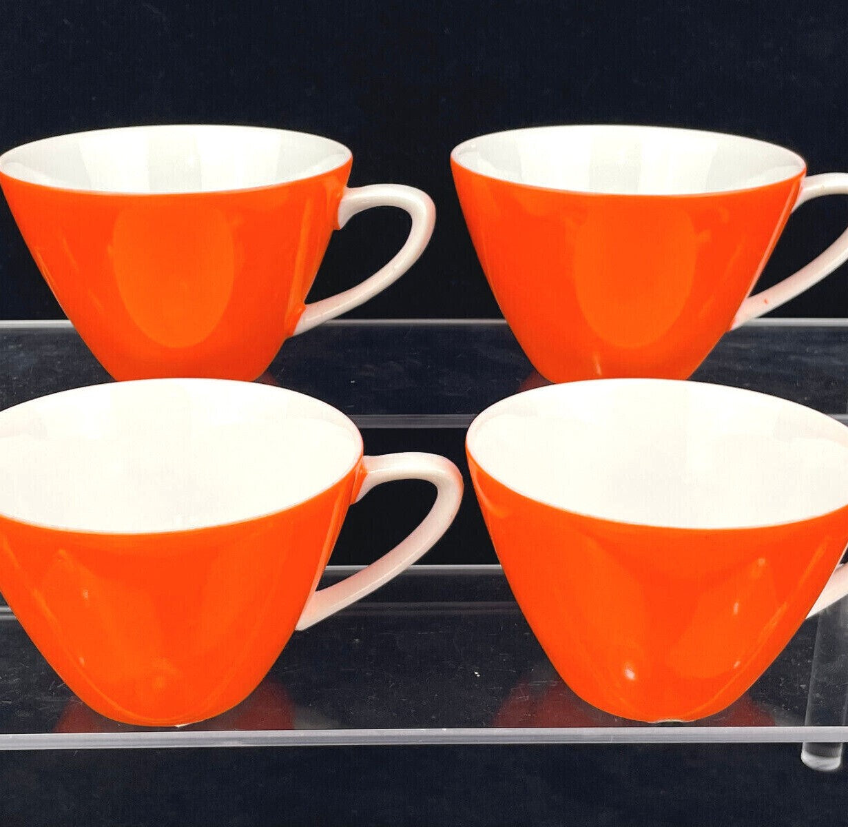 Mid-Century Arnart Fifth Ave Japan 4pc Bright Orange Cups
