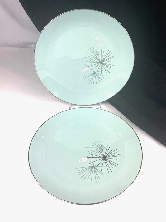 Mid-Century Modern 2pc Franciscan "Silver Pine" Dinner Plates