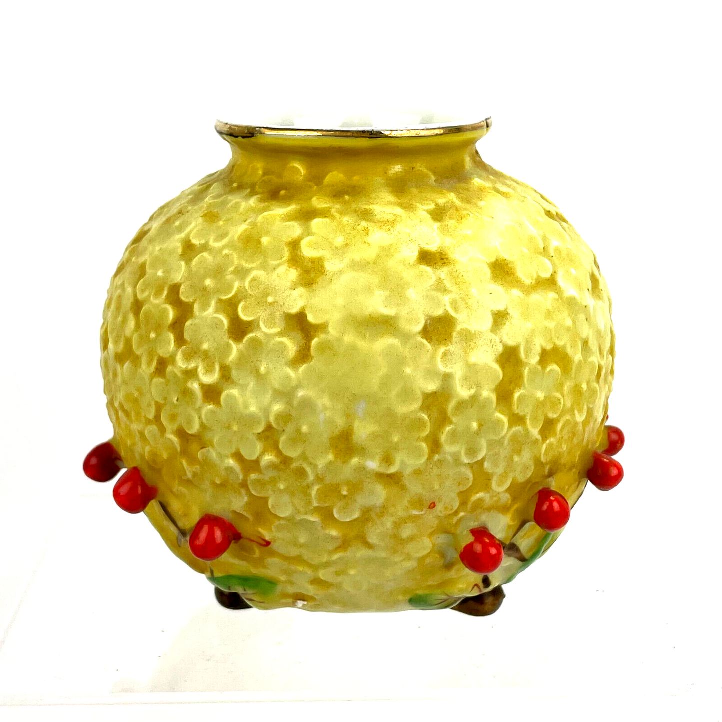 Unique Made in Occupied Japan Globe Vase with Raised Berry Designs