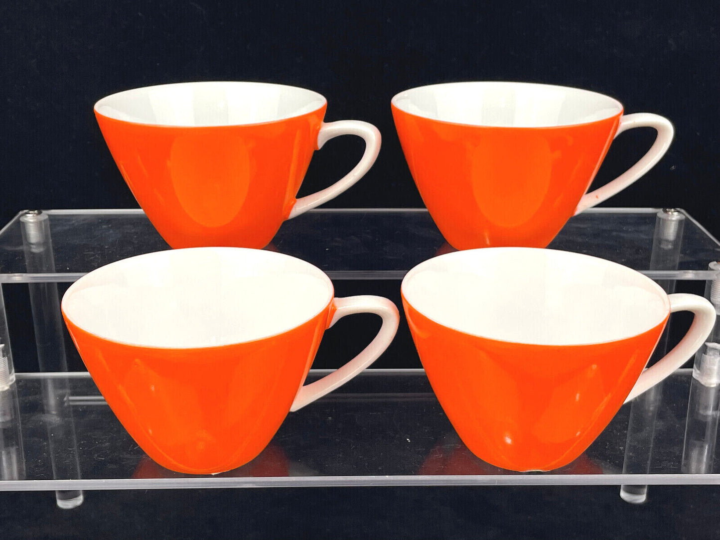 Mid-Century Arnart Fifth Ave Japan 4pc Bright Orange Cups