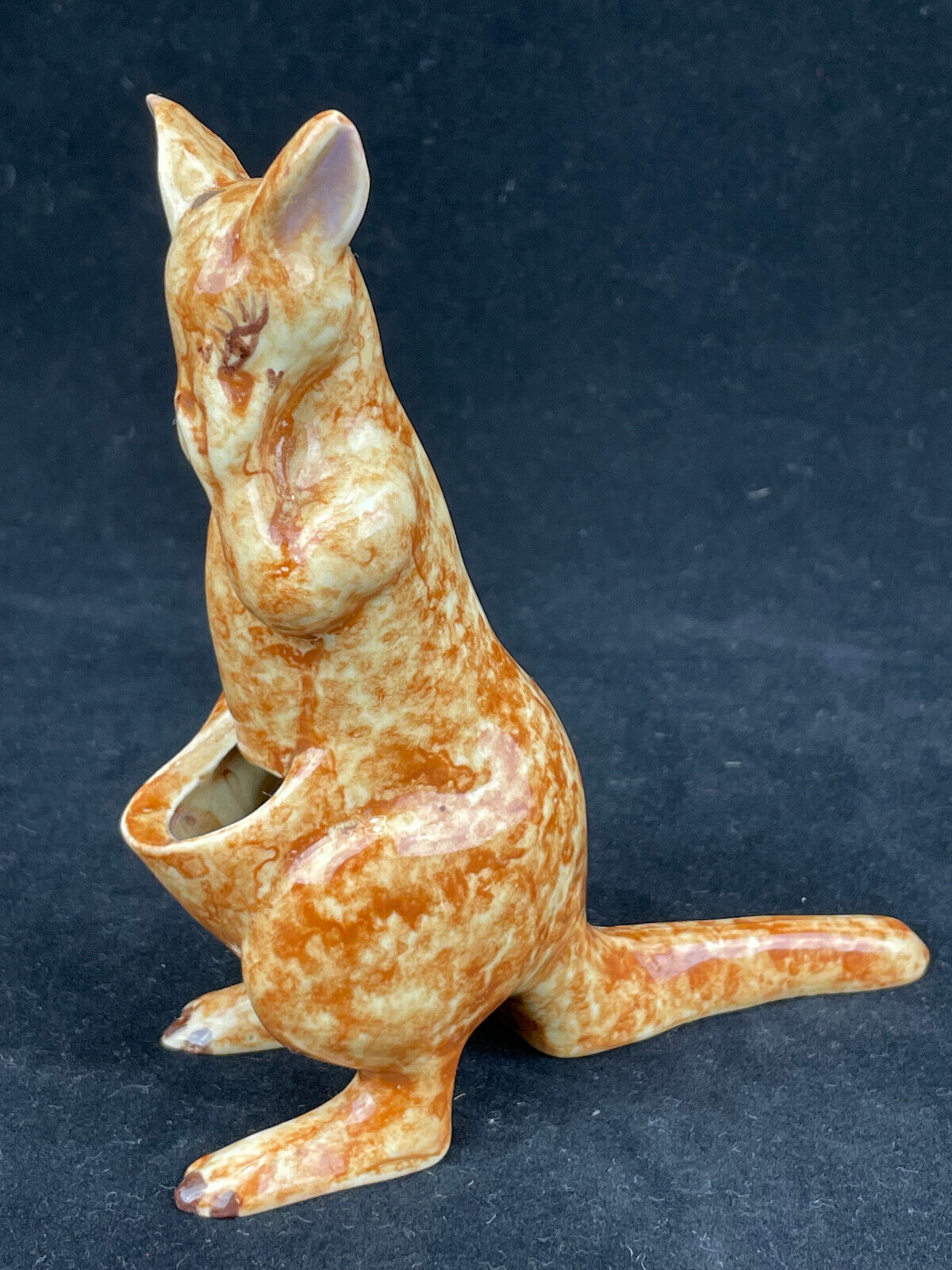 Mid-Century Bashful Blushing Kangaroo Figurine Pottery Pocket Planter