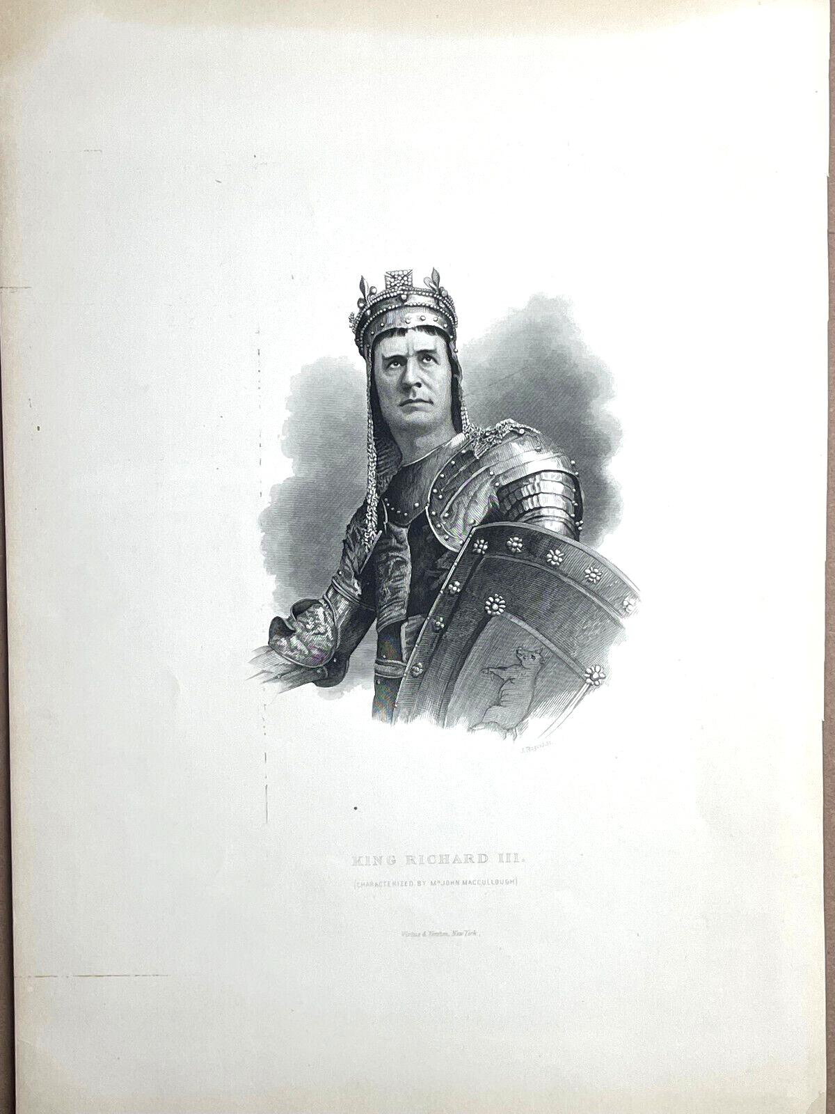 Antique Theater Engraving Print King Richard III Played by John Maccullough