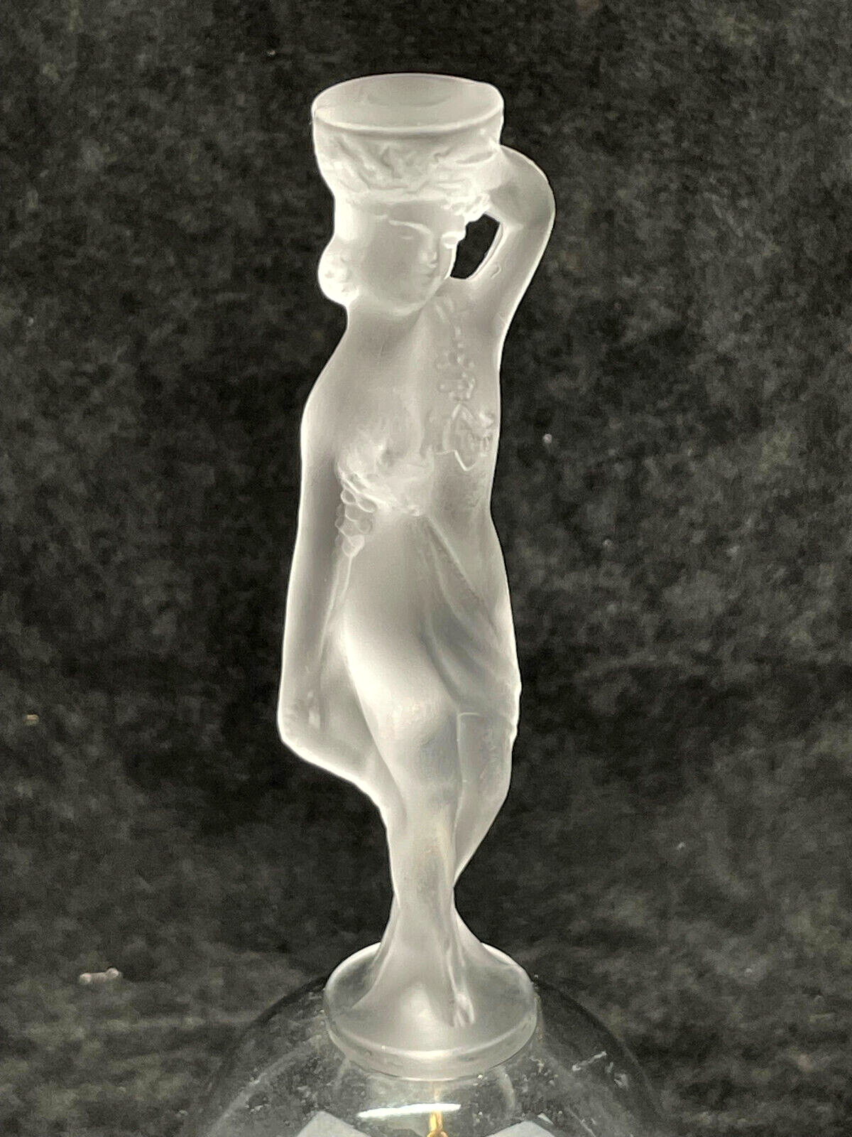 Vintage French Bayel Cristallin Frosted Lead Crystal Bell with a Grecian Female Figure