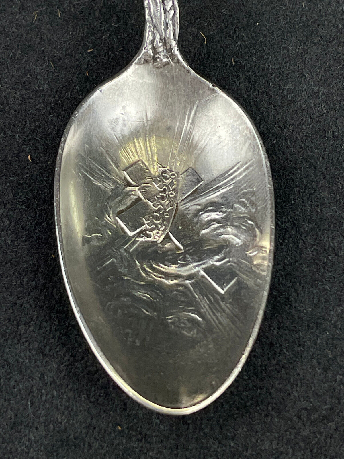 Antique Wallace Sterling Teaspoon with Christian Theme Illuminated Cross