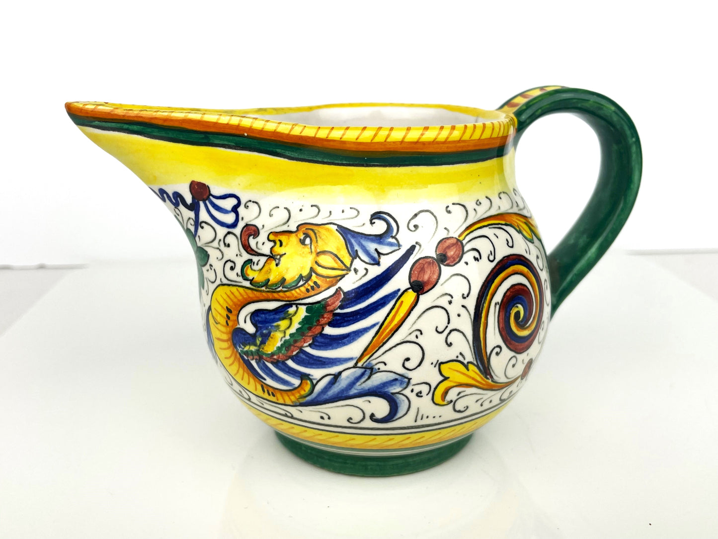 Vintage Volpi Deruta Italy Hand Painted Raffaellesco Italian Pottery Creamer