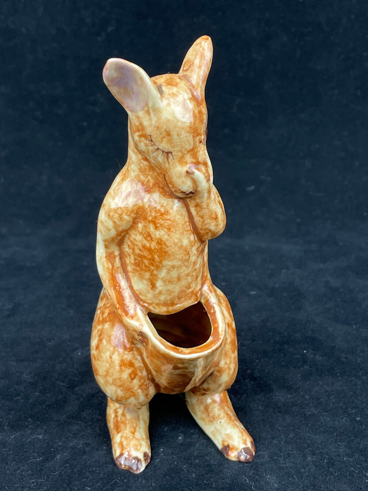 Mid-Century Bashful Blushing Kangaroo Figurine Pottery Pocket Planter