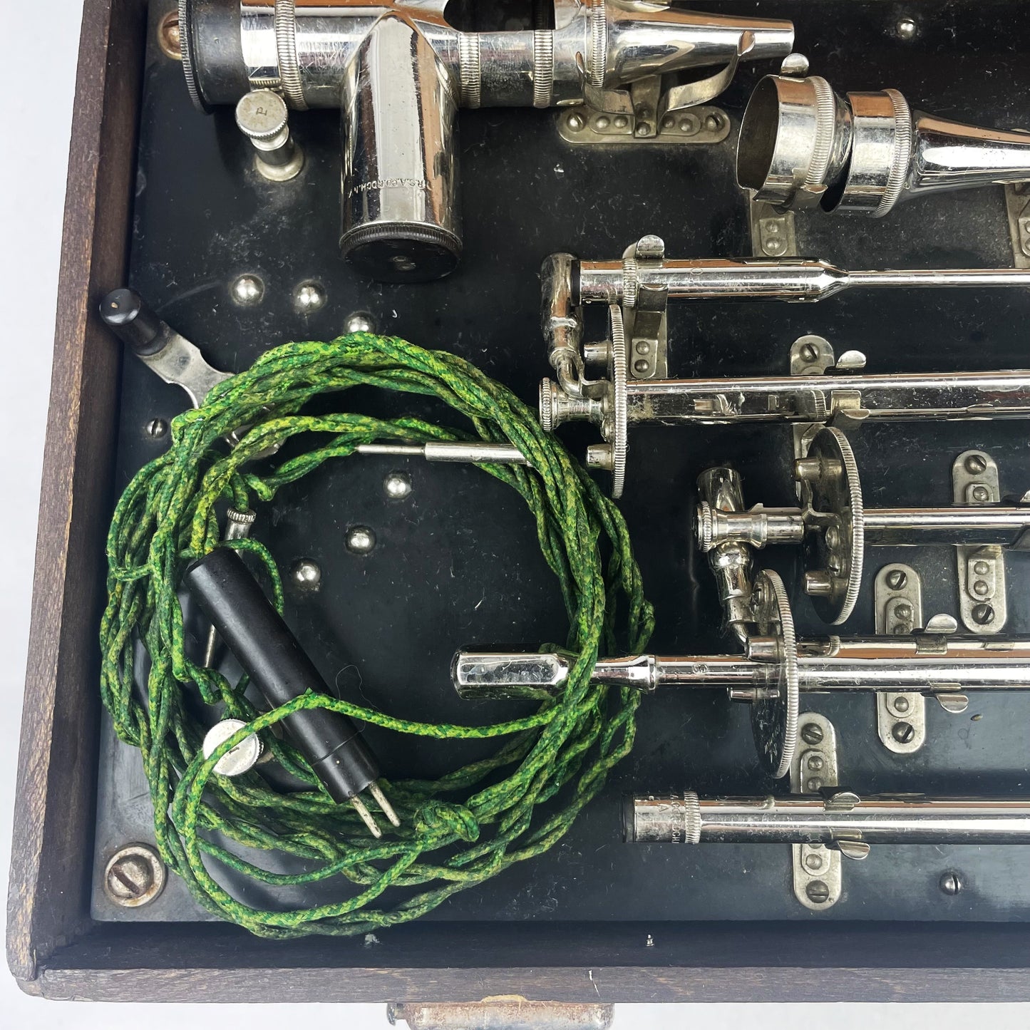 Rare Antique Laparoscope Medical Kit Originally Battery Lighted with Wood Travel Case