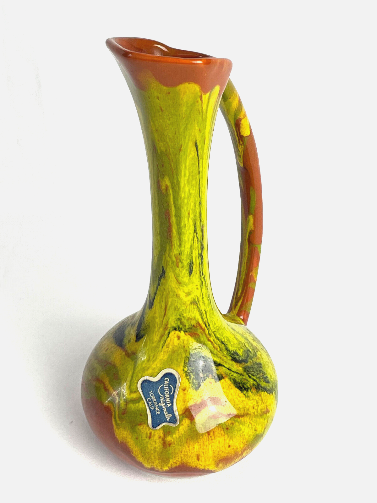 Mid-Century "CA Originals" Pottery Ewer Vase with Striking Colors