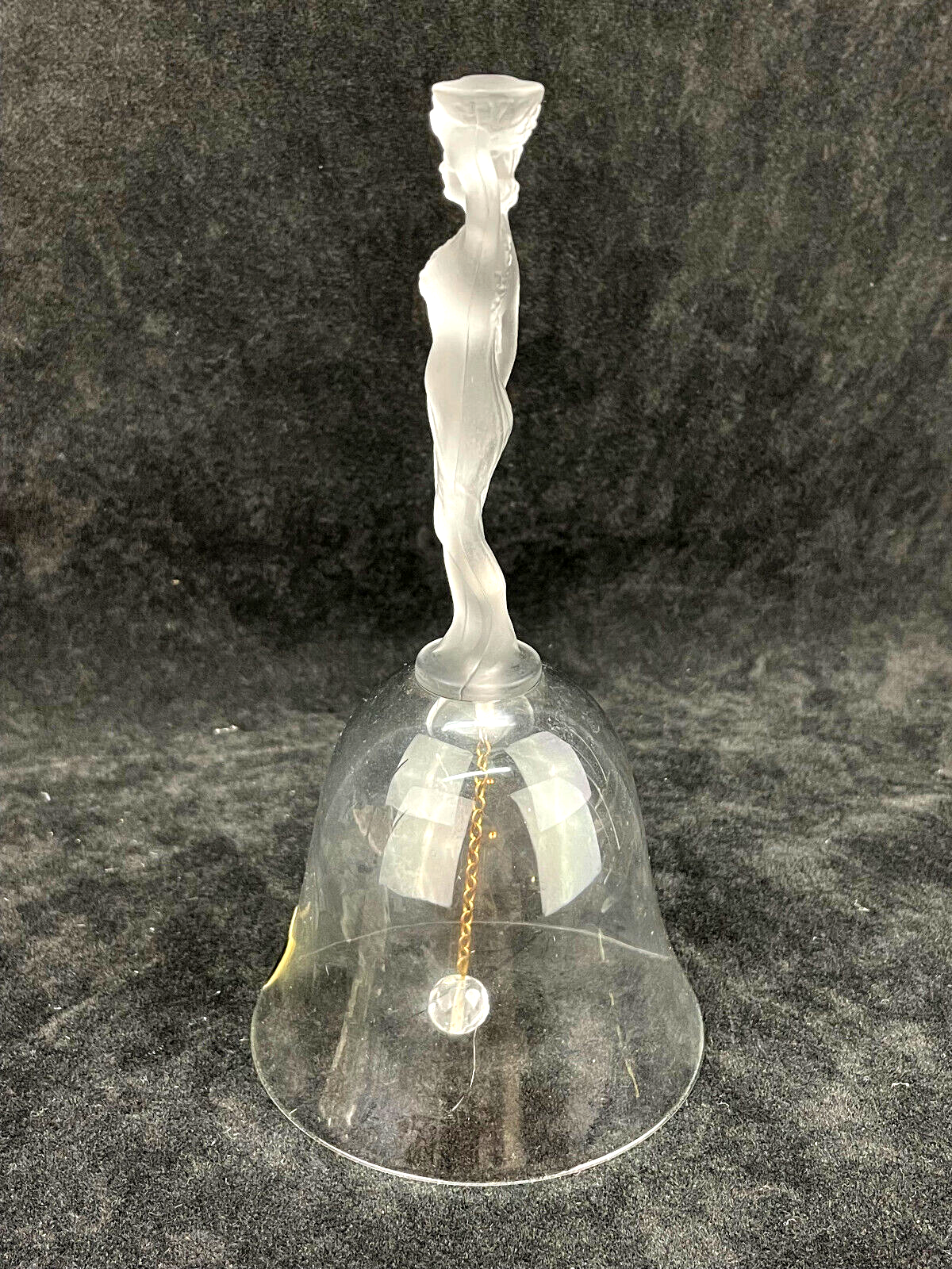 Vintage French Bayel Cristallin Frosted Lead Crystal Bell with a Grecian Female Figure
