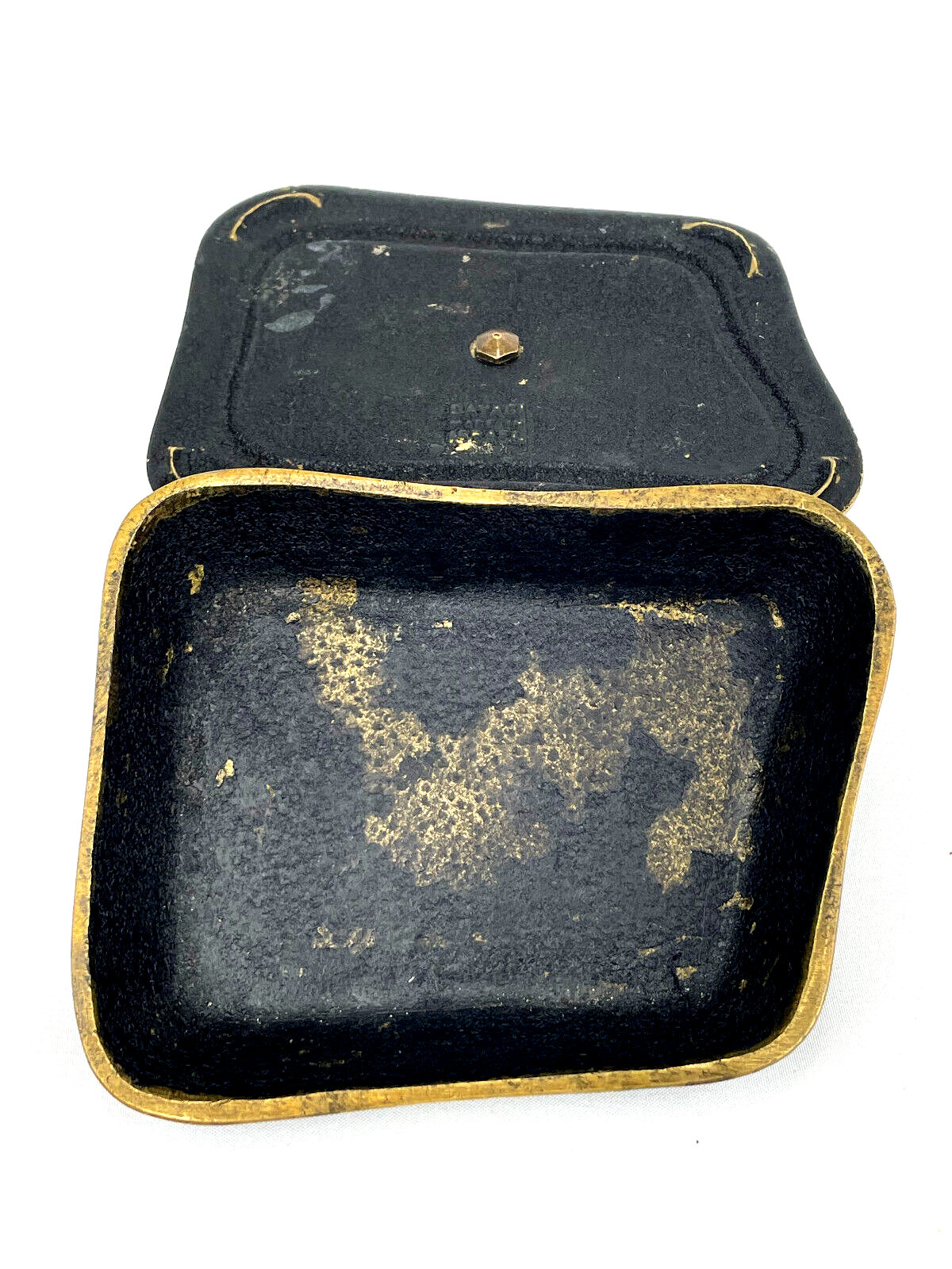 Mid-Century Israeli Dayagi Brutalist Brass Enamel Trinket Box
