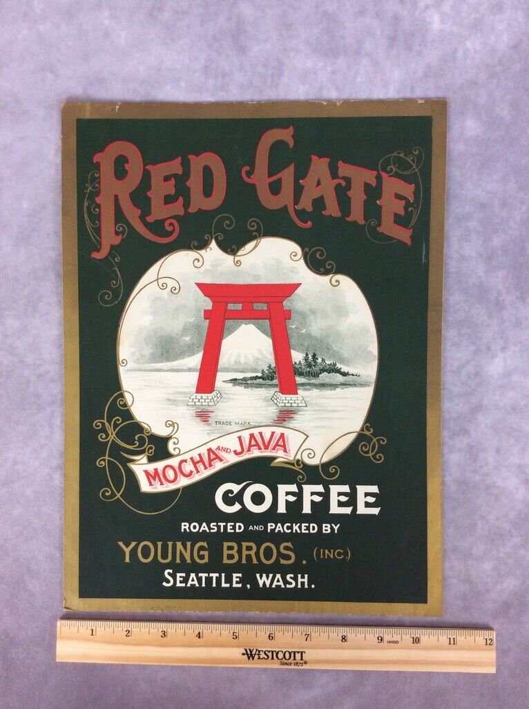 Original Antique Red Gate Coffee Commercial Advertising Poster Seattle WA