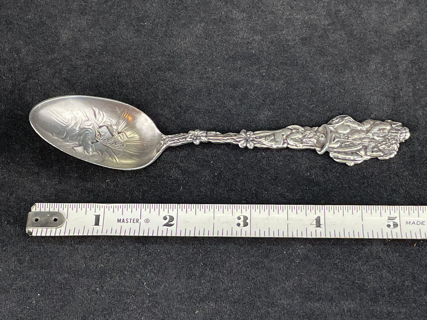 Antique Wallace Sterling Teaspoon with Christian Theme Illuminated Cross