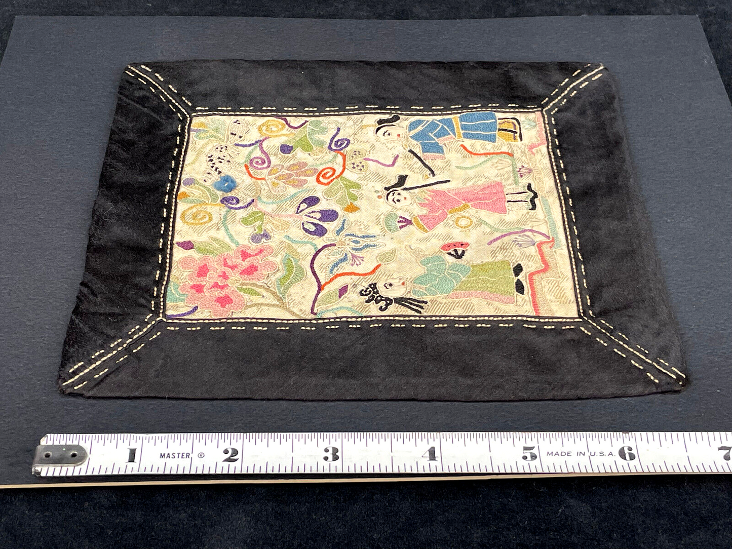 Antique Vintage Chinese Forbidden Stitch Embroidery Silk Panel