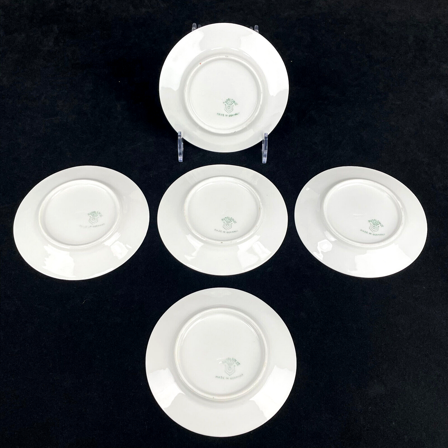 5pc Set Antique German Rudolstad Porcelain Baby Plates by Kate Jordan "Happifats"