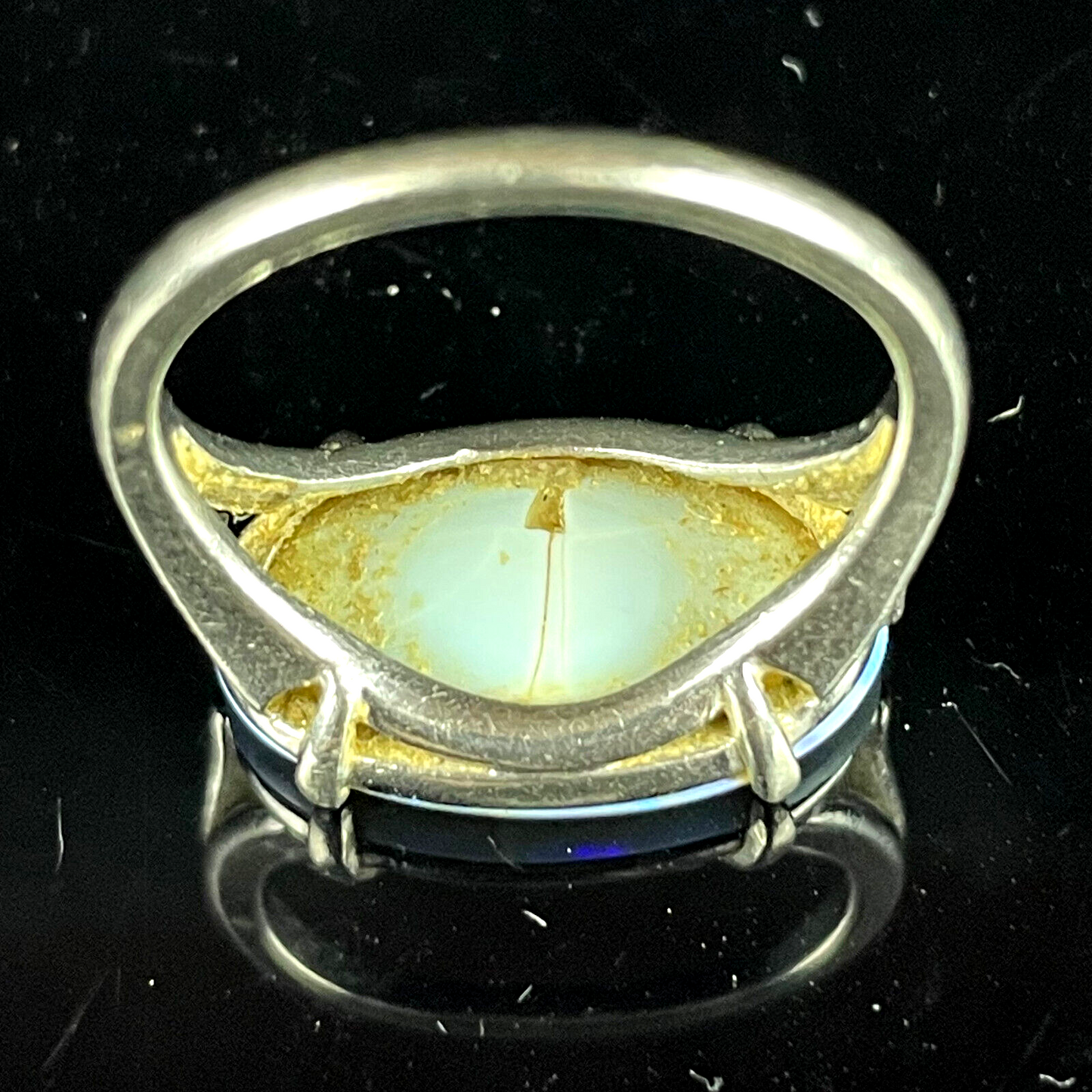 Rare 90% Platinum 10% Iridium Unique Art Deco Flat Oval Opal Ring