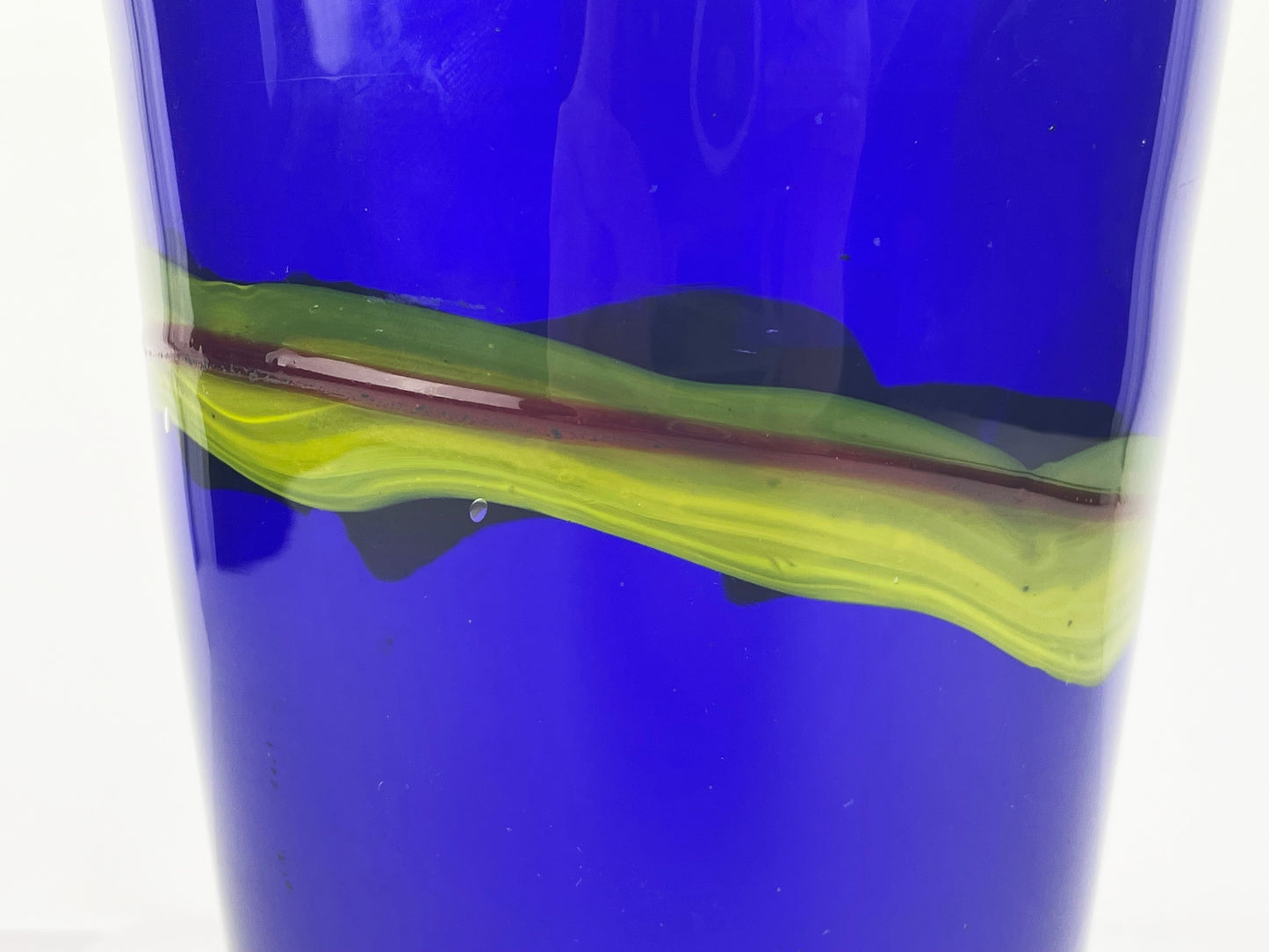 Large Cobalt Blue Hand Blown Art Glass Vase Vessel