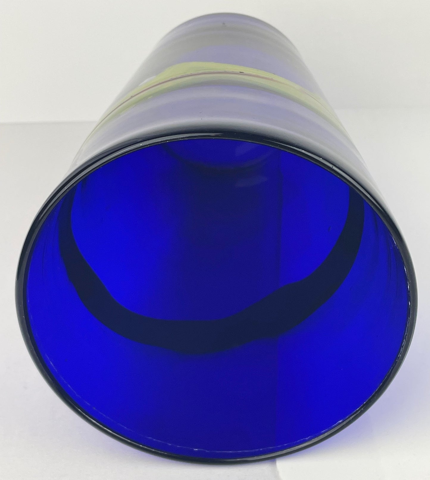 Large Cobalt Blue Hand Blown Art Glass Vase Vessel