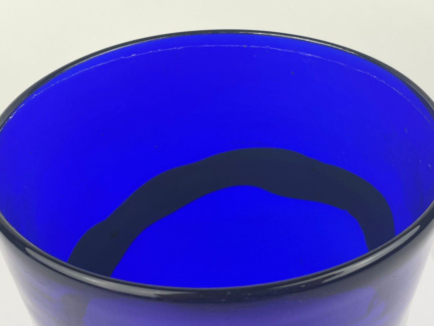 Large Cobalt Blue Hand Blown Art Glass Vase Vessel