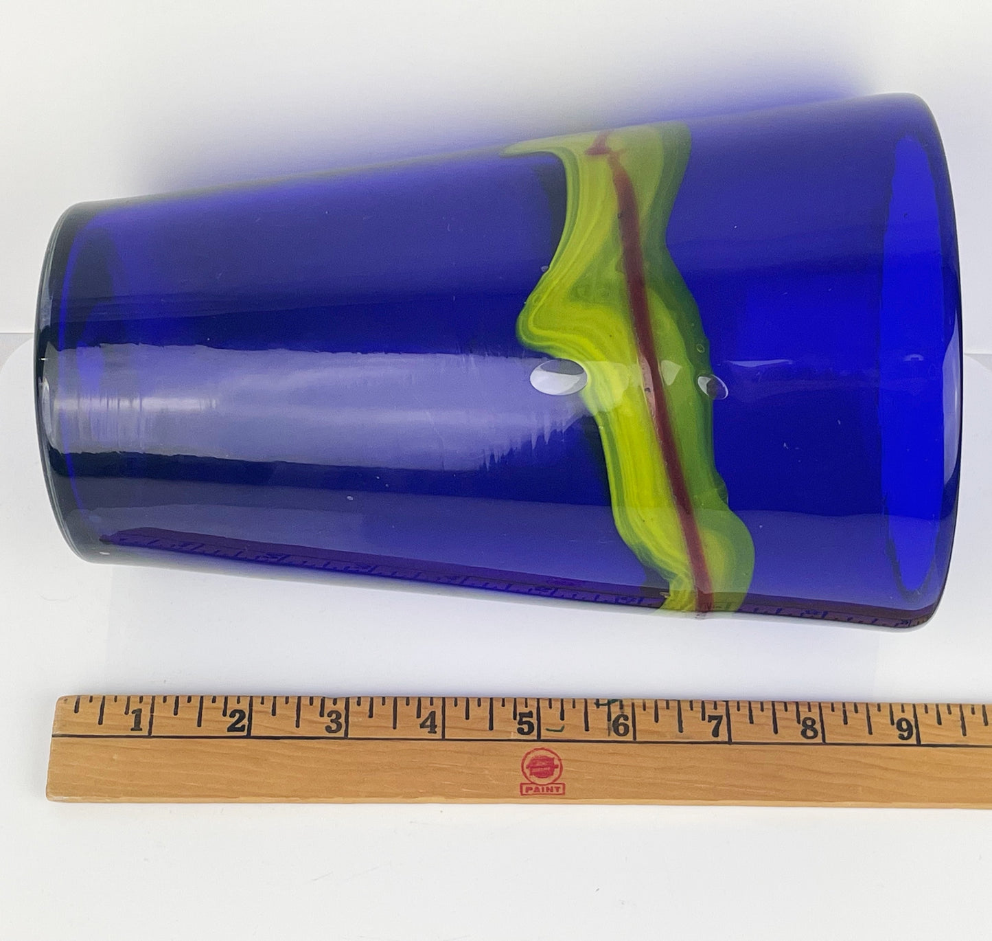 Large Cobalt Blue Hand Blown Art Glass Vase Vessel